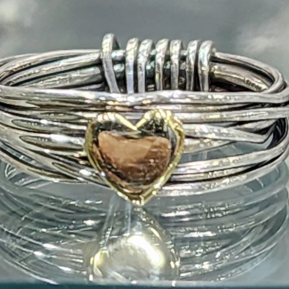 Silver and Brass Heart Ring